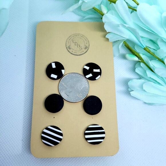 Clay earrings, stud earrings multipack, pack of 3 pairs, handmade - Picture 3 of 3